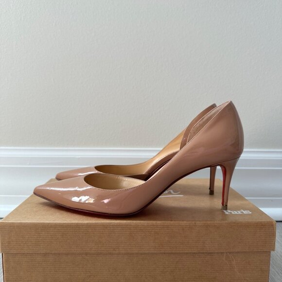 Christian Louboutin D'orsay Patent Nude Iriza 70mm Heels - Picture 4 of 9
